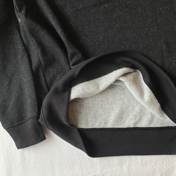 Old Navy Women Sweatshirt XS Black Cotton Nylon Fleece Hello Glitter Long Sleeve - Picture 6 of 8